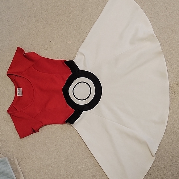 Pokemon Dresses & Skirts - Pokemon Red White Poke Ball Skater Dress Costume
